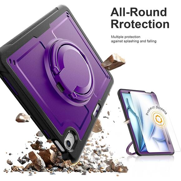 Shockproof 360° Rotation Handle Stand Case for iPad Air 11" M2 (2024) M3 (2025) - Picture 13 of 13